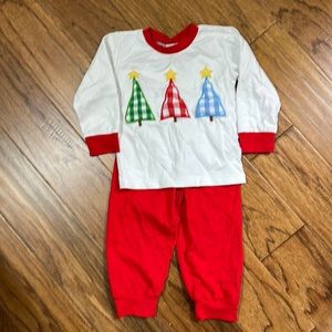 EUC Christmas PJs Appliqué Size 3T